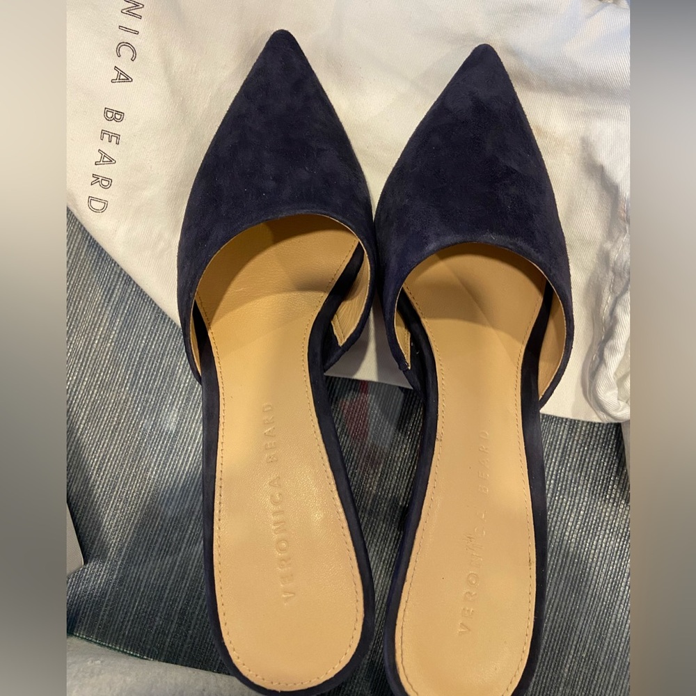 Veronica Beard Merla Eclipse Navy Suede Mules